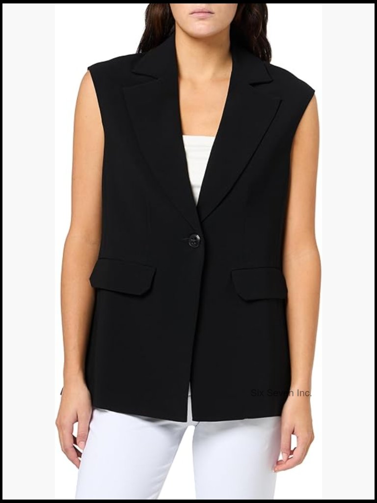 Sleeveless Longline Vest With Button Front And Flap Pockets